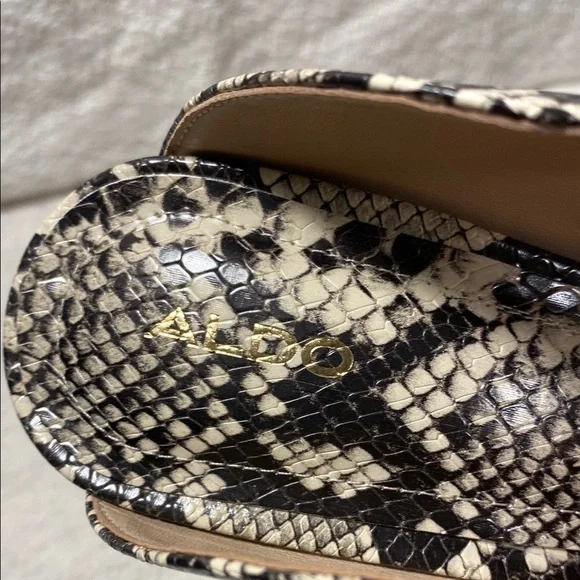 Aldo Snakeskin Patterned Black and Cream Heels with Stiletto Design Chic City - Picture 5 of 12